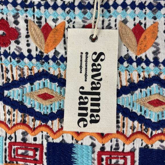 Savanna Jane Embroidered Top Womens 2X Geometric Babydoll Aztec Boho Tribal NEW - Picture 4 of 13